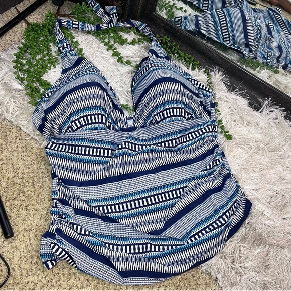 -🌼3/$30🌼intl Details Printed Tankini Swim Halter Top Size XL - Picture 2 of 16